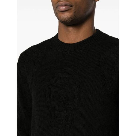 ALEXANDER MCQUEEN Skull Jacquard Crewneck Sweater Men BLACK Sweaters & Cardigans
